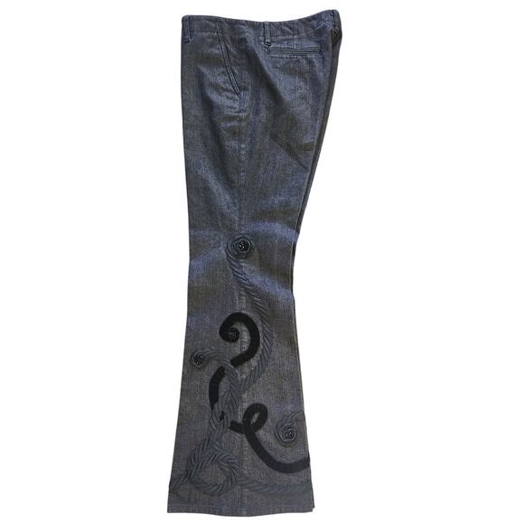 Vintage Y2K Dana Buchman Flare Black Stretch Beaded Embellished Pants Size 8 - Picture 2 of 13